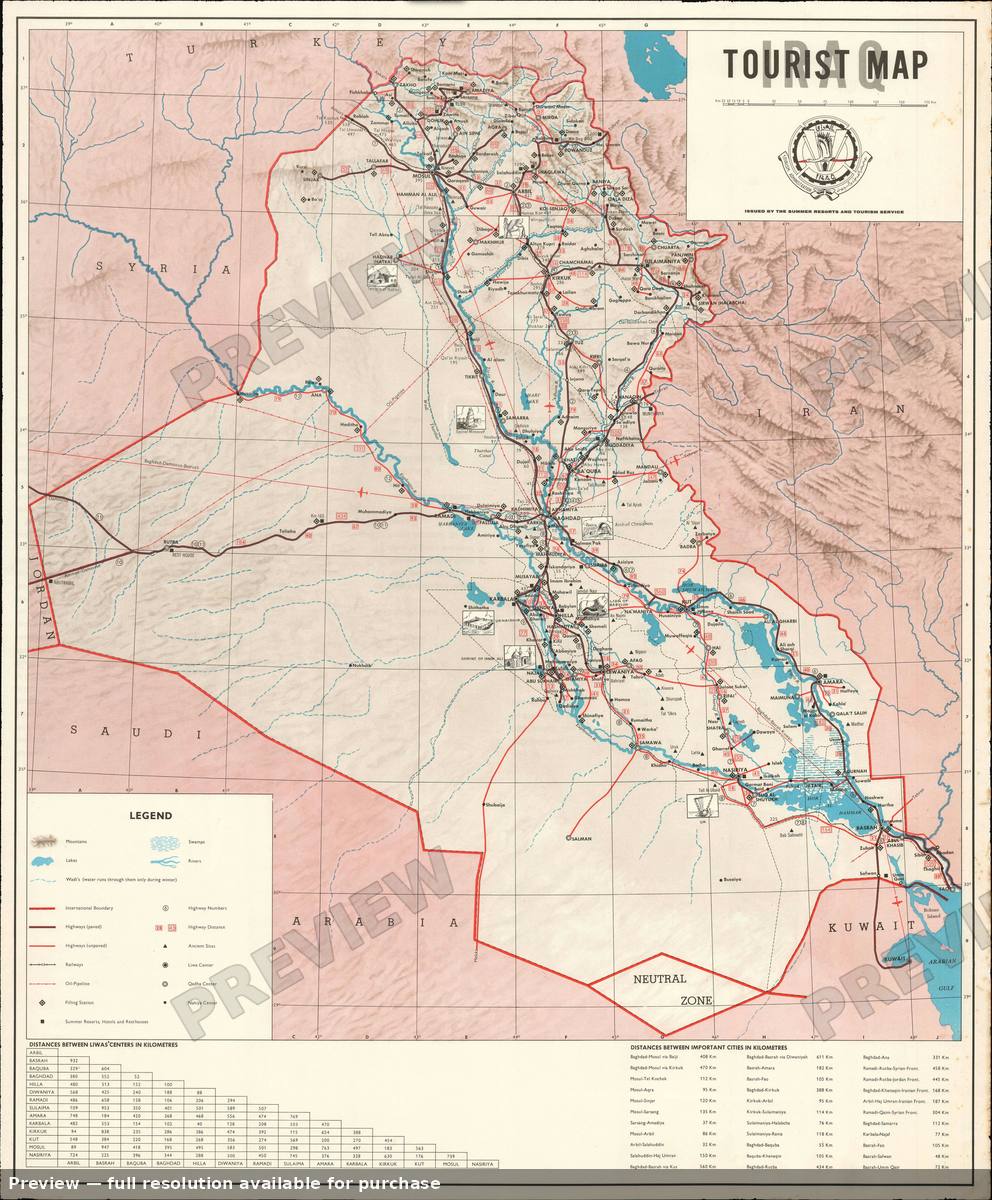 Antique map: Tourist Iraq, 1970, 1970