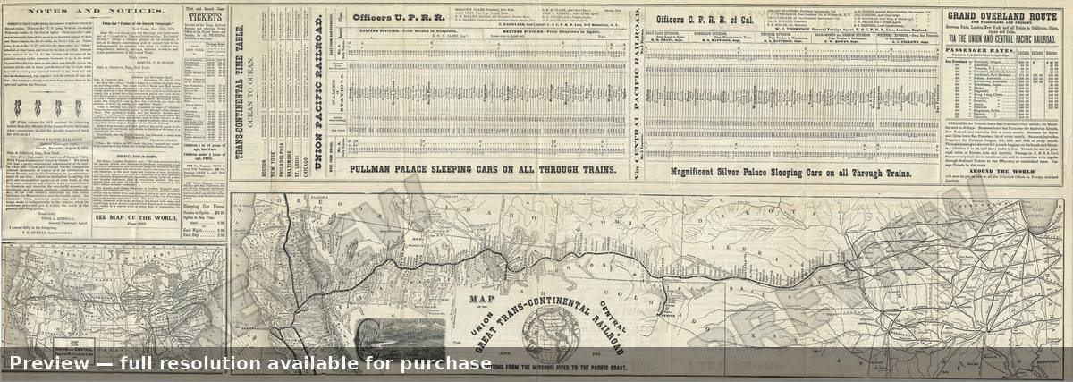 Antique map: Tran Continental, 1871