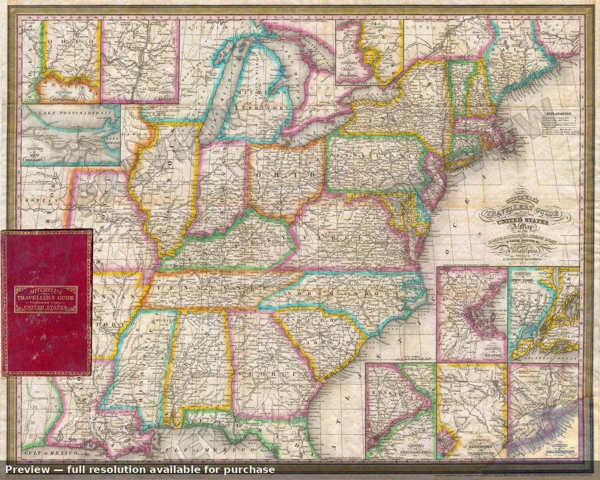 Antique map: Travellers Guide, 1833, 1833