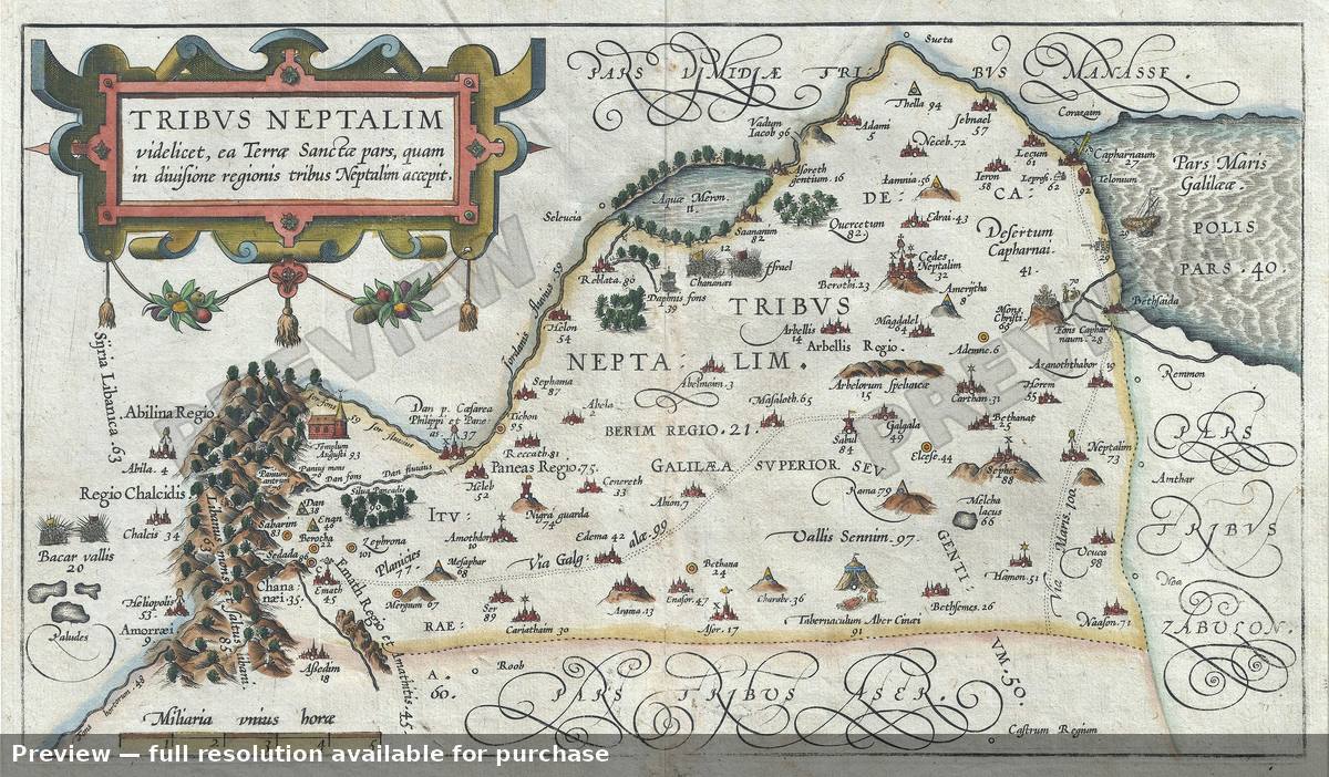 Antique map: Tribe Naphtali, 1590