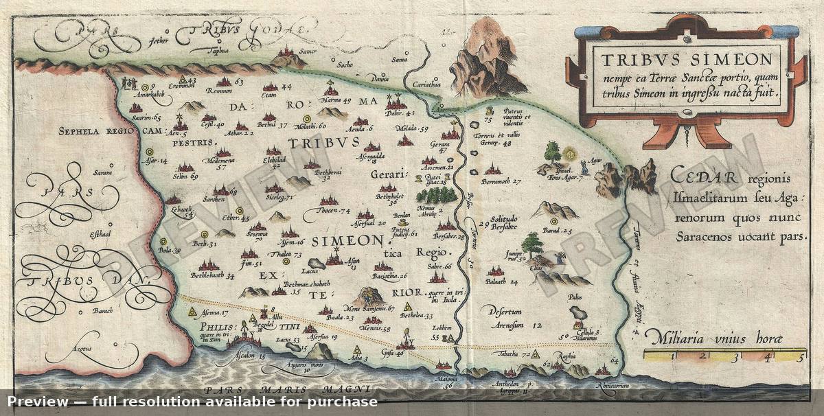 Antique map: Tribe Simeon, 1590