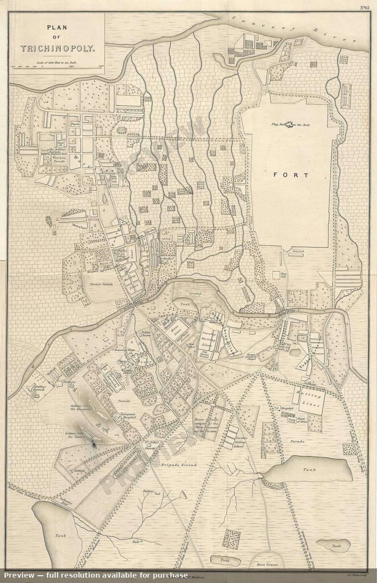 Antique map: Trichinopoly, 1854, 1854