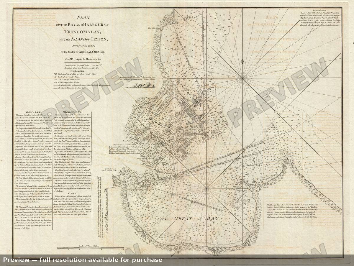Antique map: Trincomalay, 1794