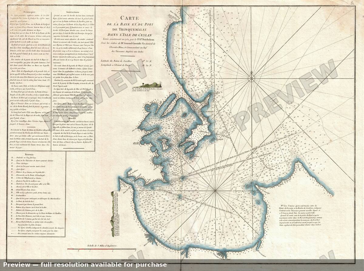 Antique map: Trinquemalay Ceylon, 1775, 1775