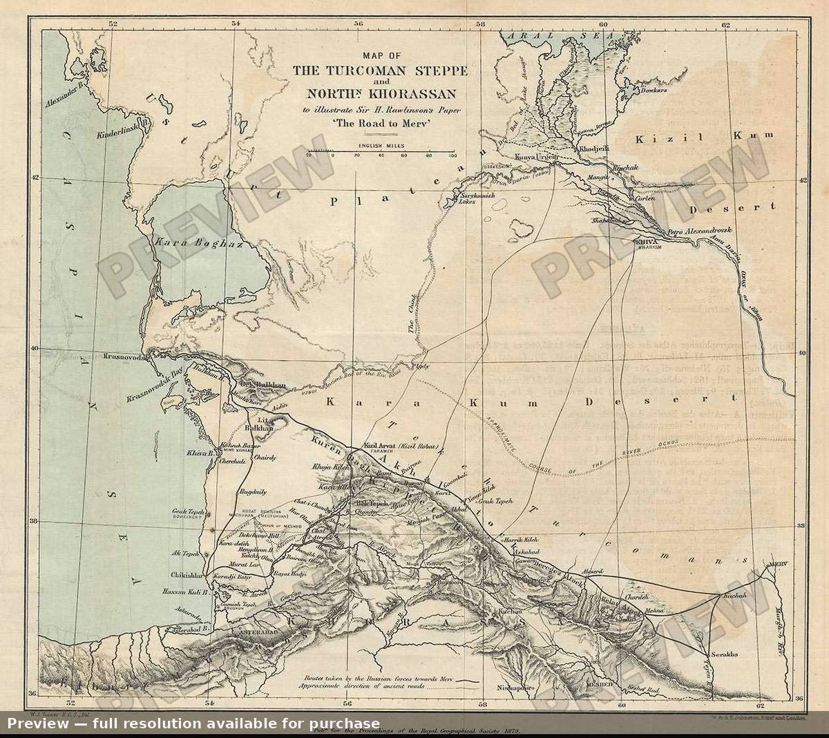 Antique map: Turcoman Steppe, 1879, 1879
