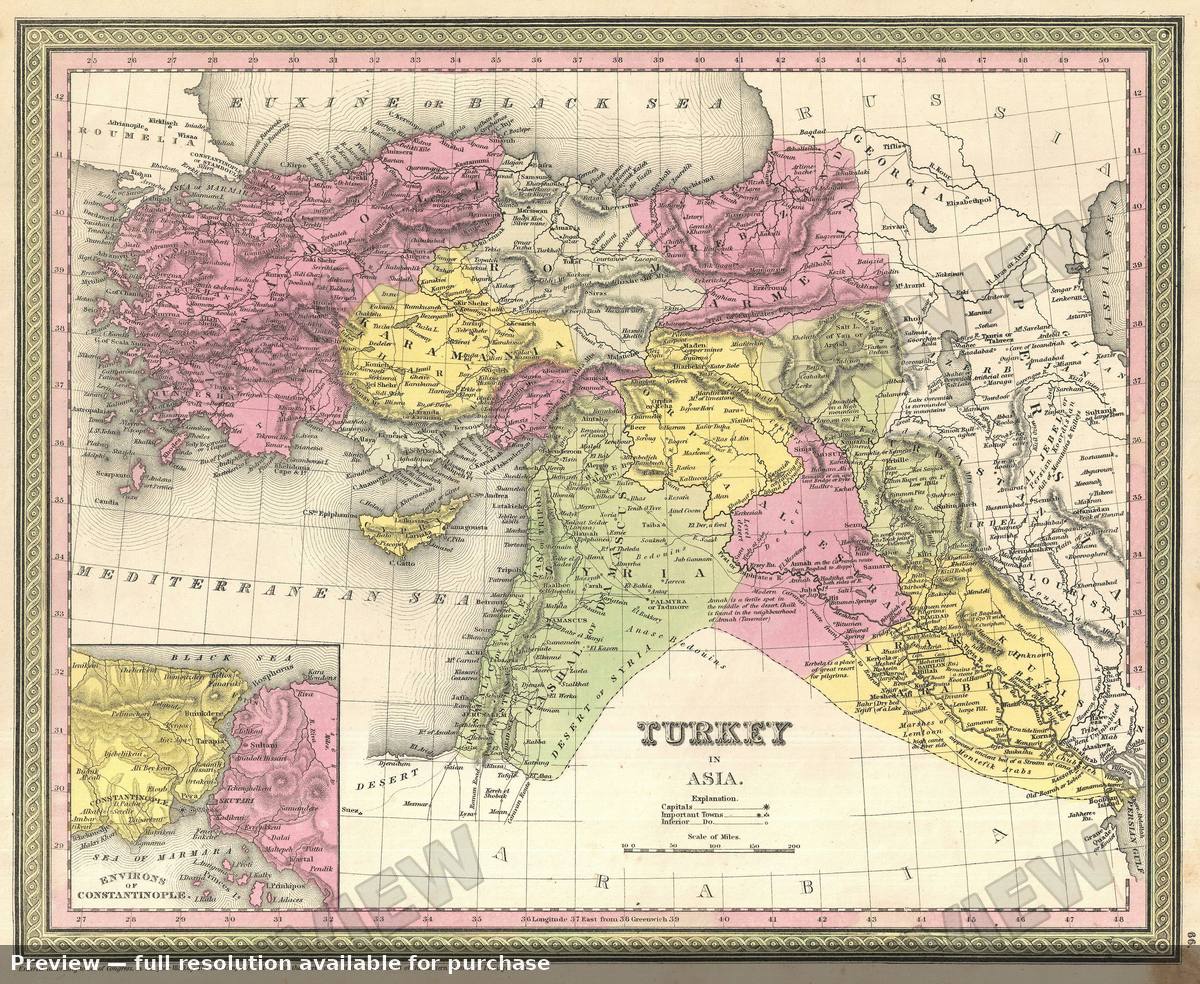 Antique map: Turkey, 1854, 1854