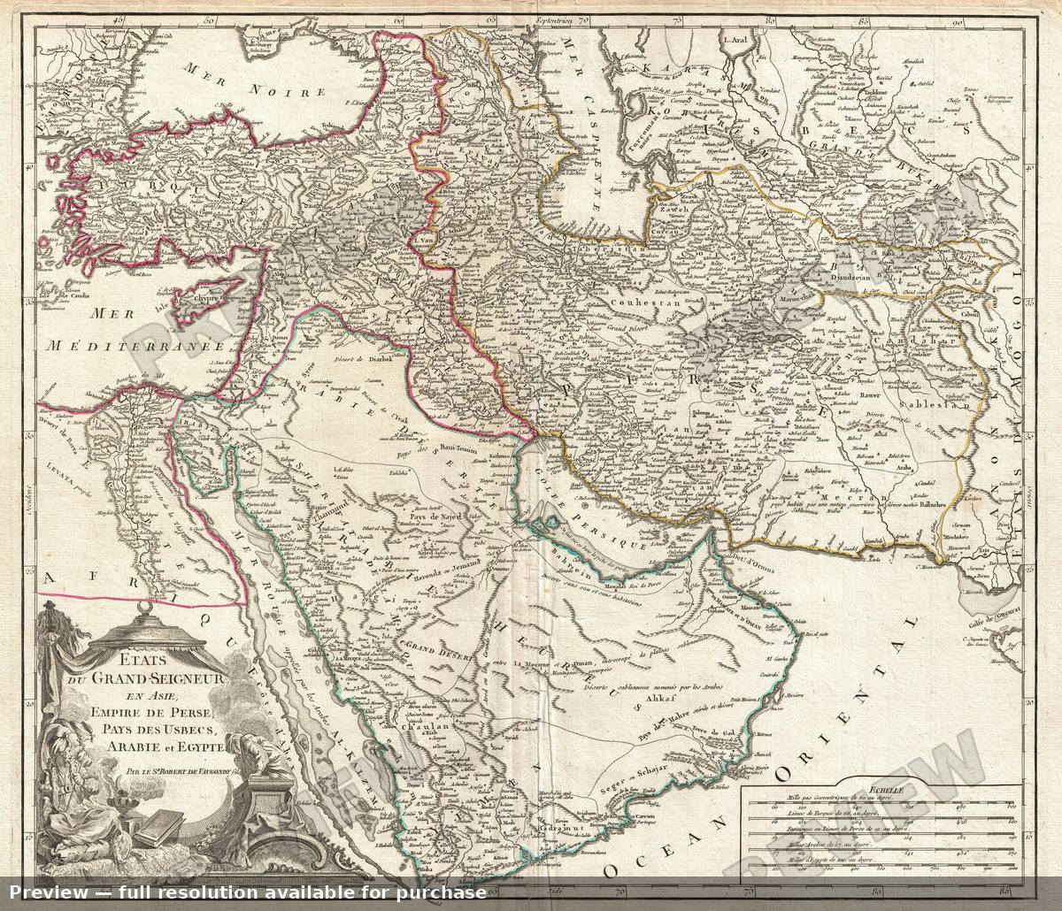 Antique map: Turkey Arabia Persia, 1753, 1753