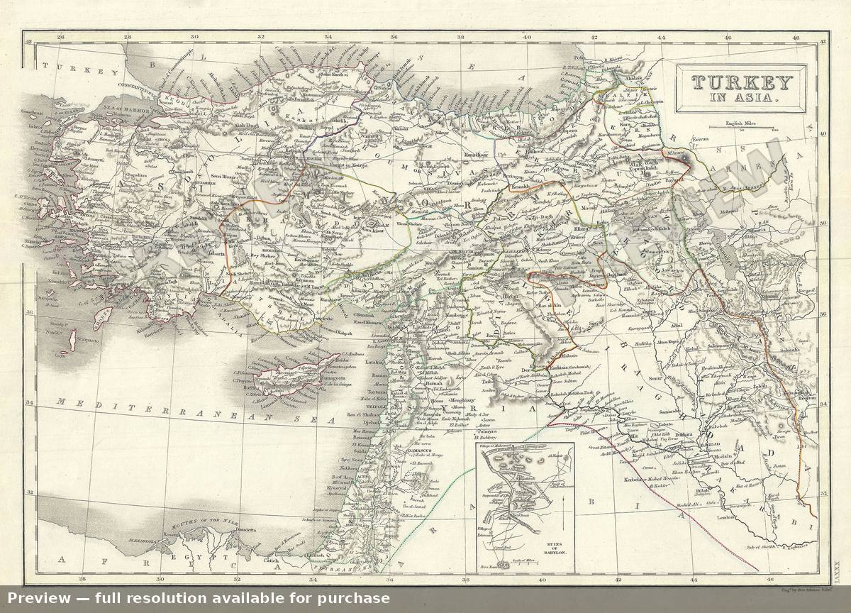 Antique map: Turkey Asia, 1844, 1844