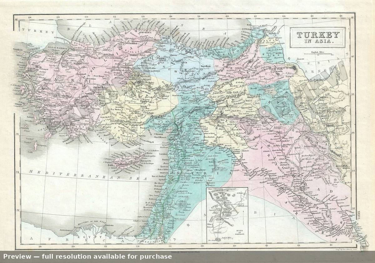 Antique map: Turkey Asia, 1851, 1851