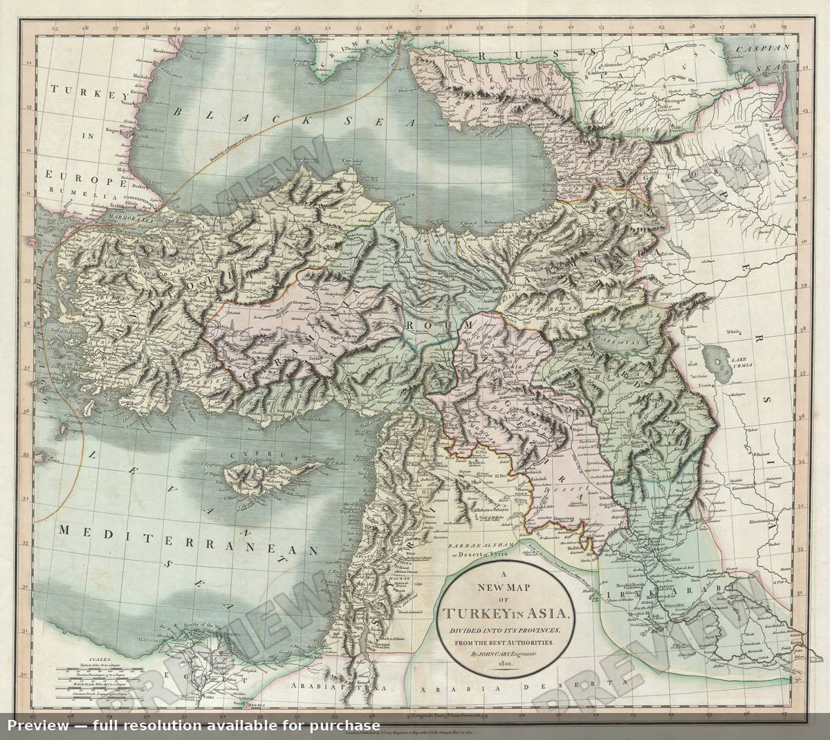 Antique map: Turkey Asia, 1801
