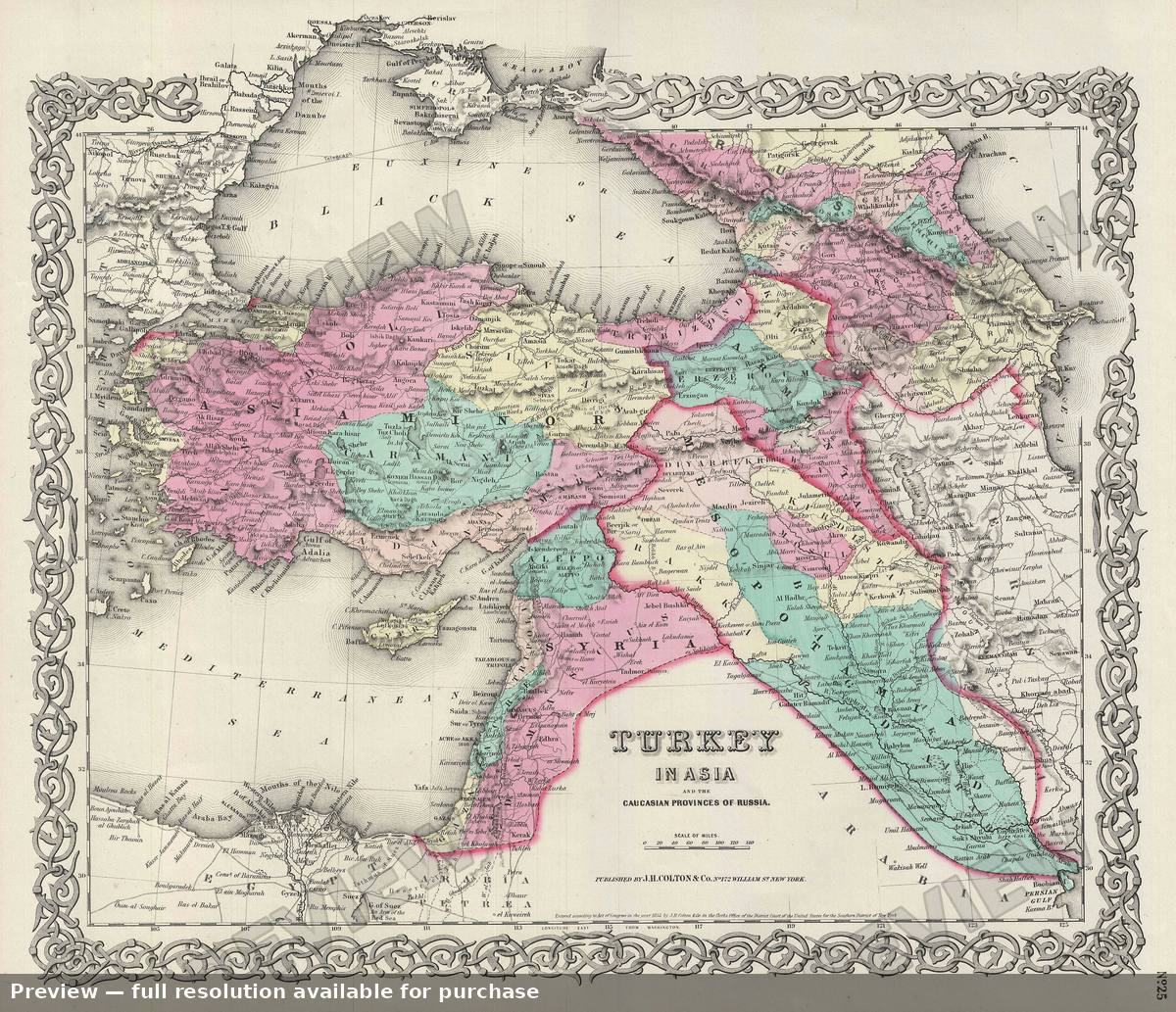 Antique map: Turkey Asia, 1856, 1856