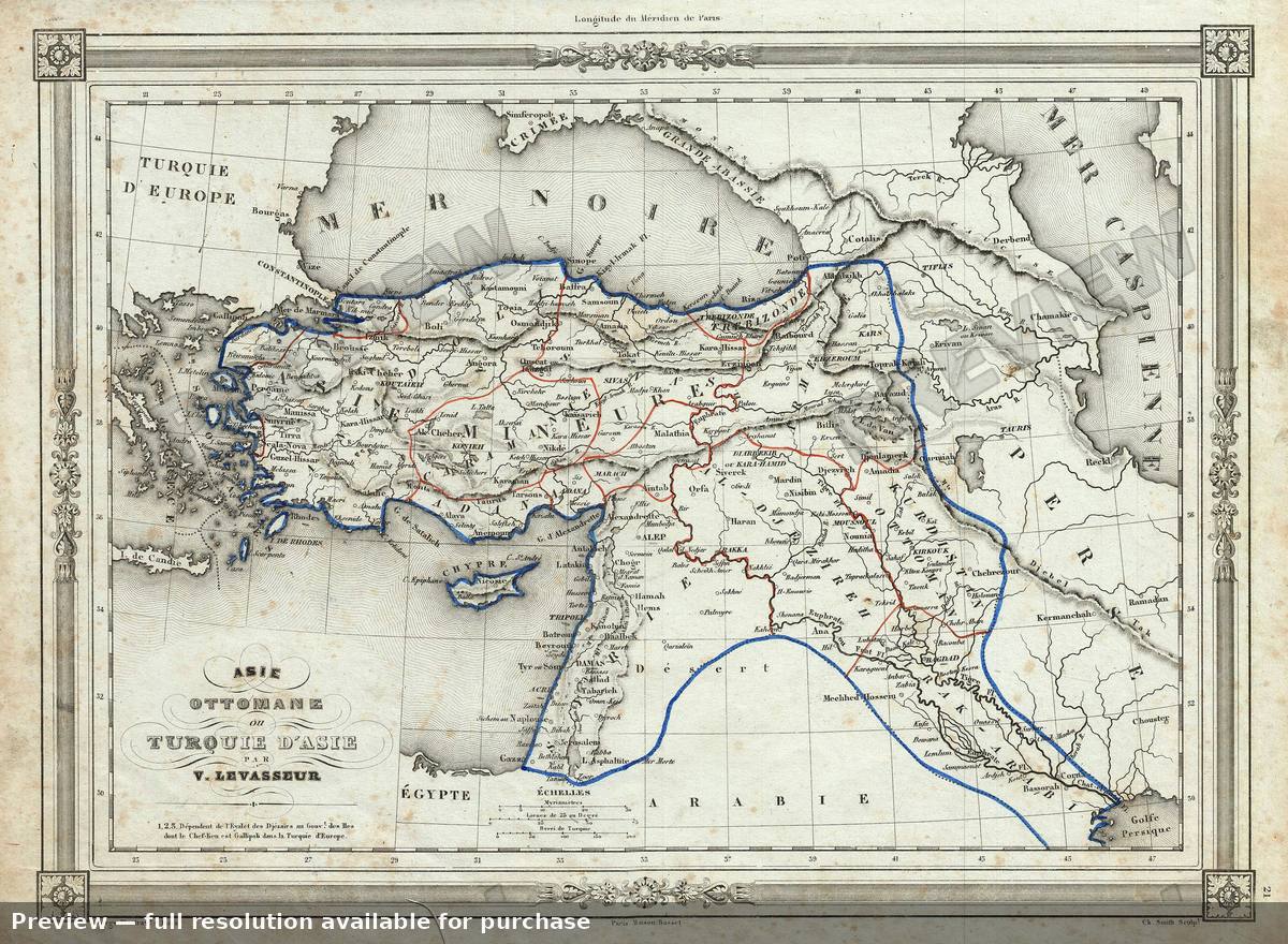 Antique map: Turkey Asia, 1852