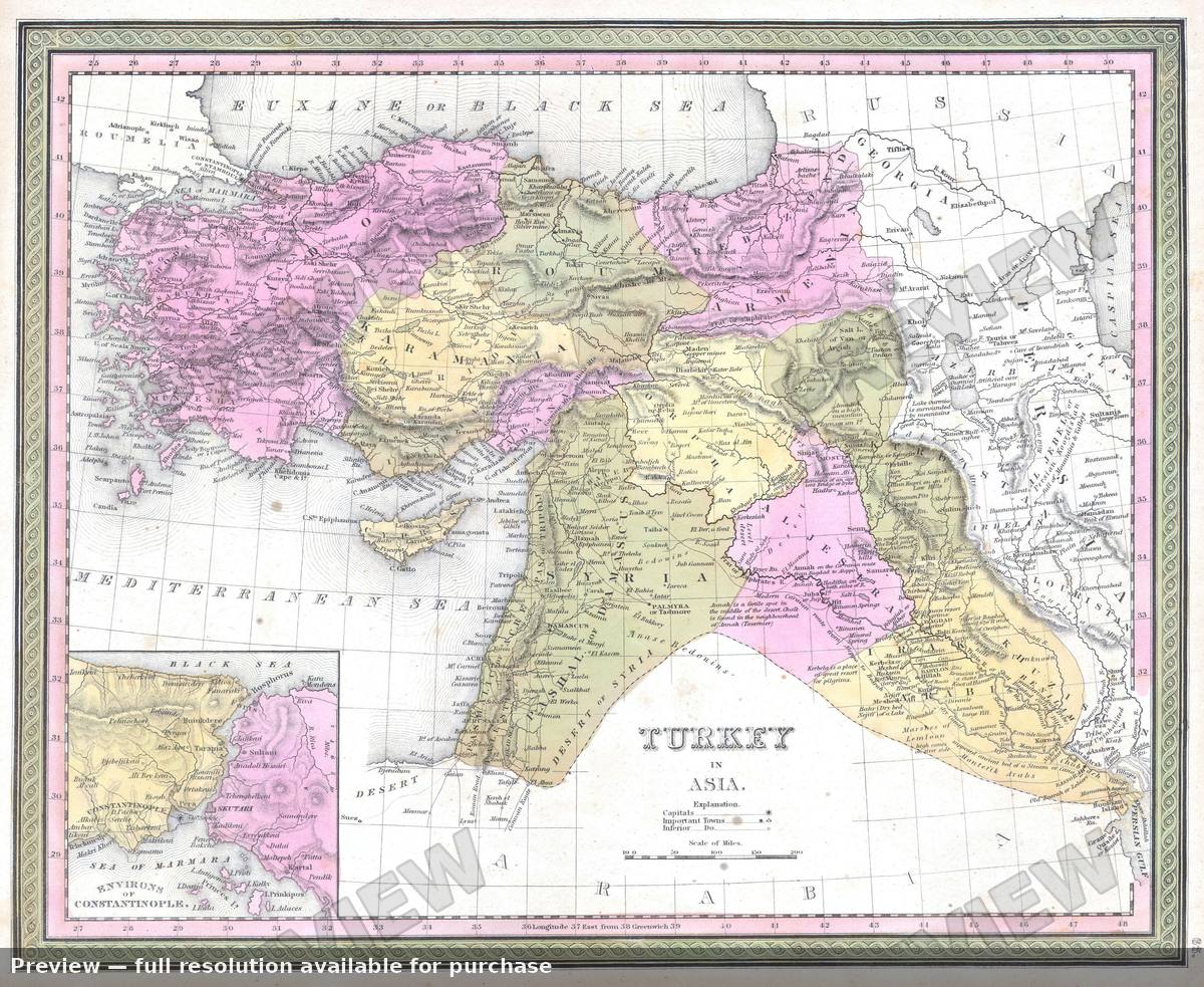 Antique map: Turkey Asia, 1849, 1849