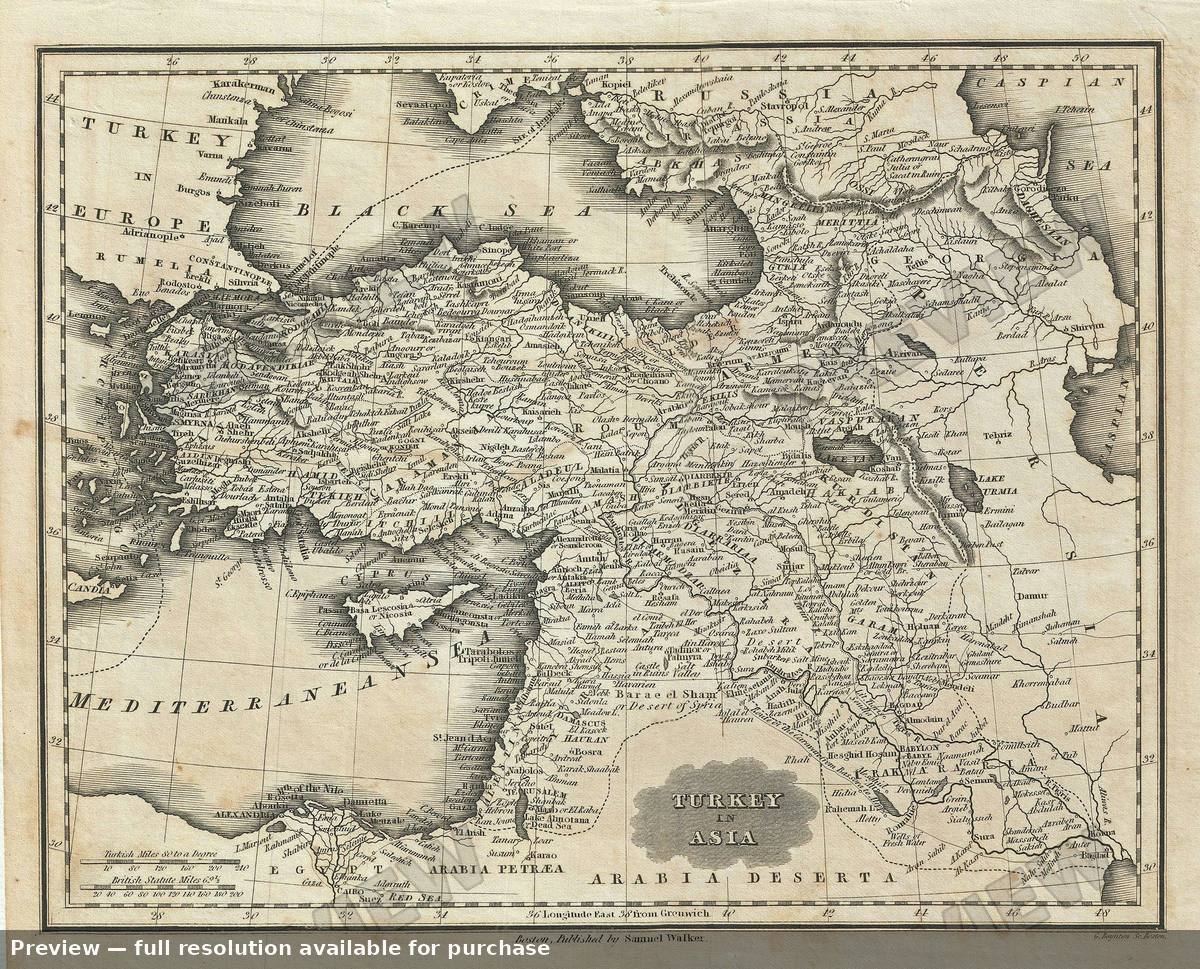 Antique map: Turkey Asia, 1828