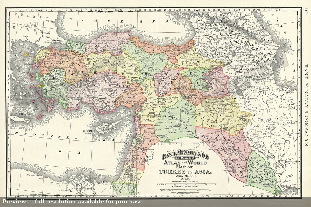 Antique map: Turkey Asia, 1895, 1895