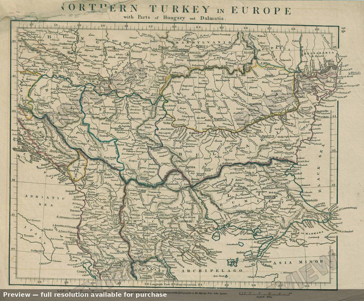 Antique map: Turkey Europe, 1828