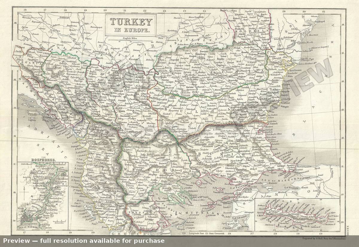 Antique map: Turkey Europe, 1844, 1844