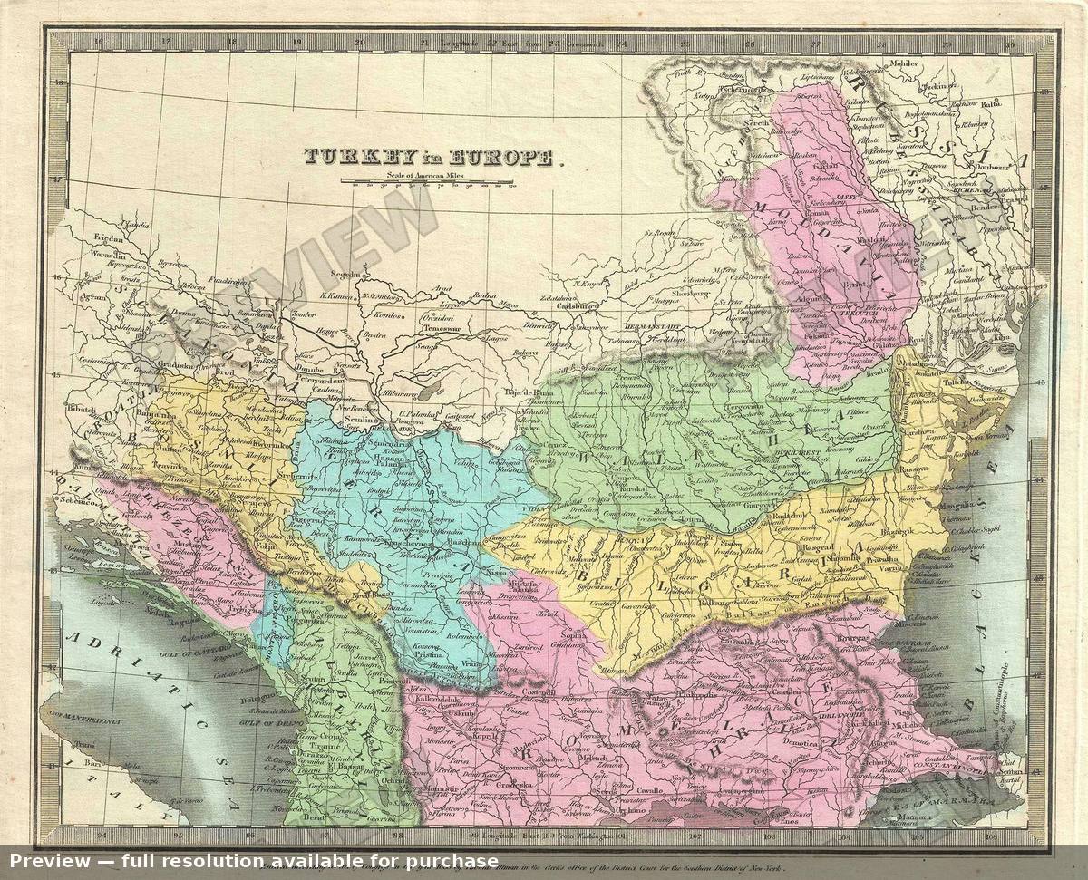 Antique map: Turkey Europe, 1835