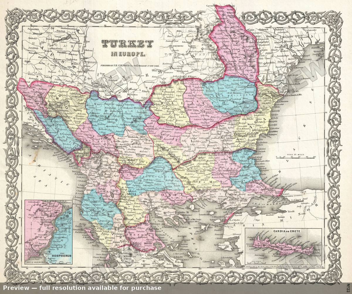 Antique map: Turkey Europe, 1855