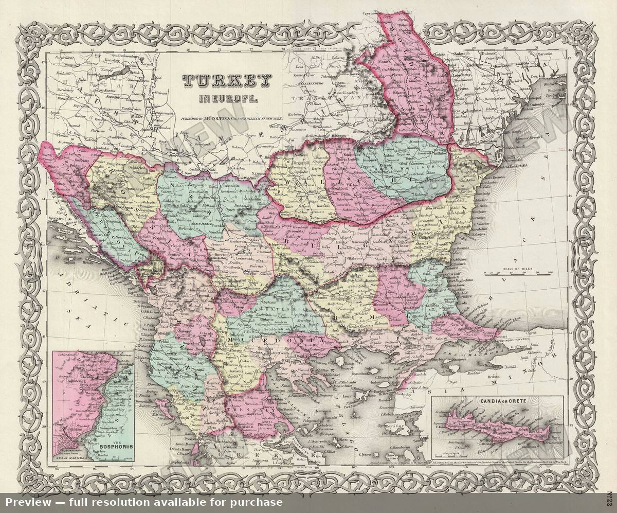 Antique map: Turkey Europe, 1856
