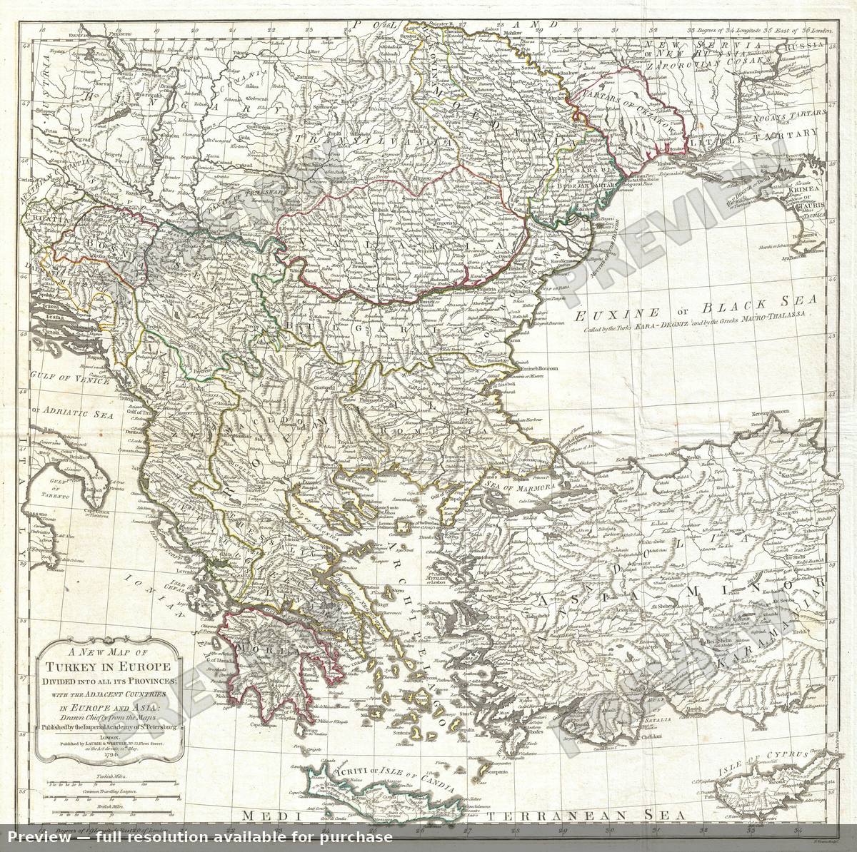 Antique map: Turkey Europe, 1794
