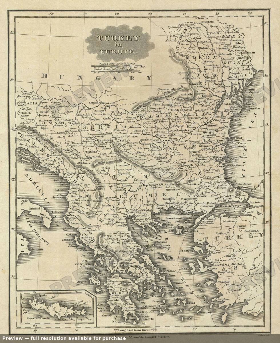 Antique map: Turkey Europe, 1828, 1828