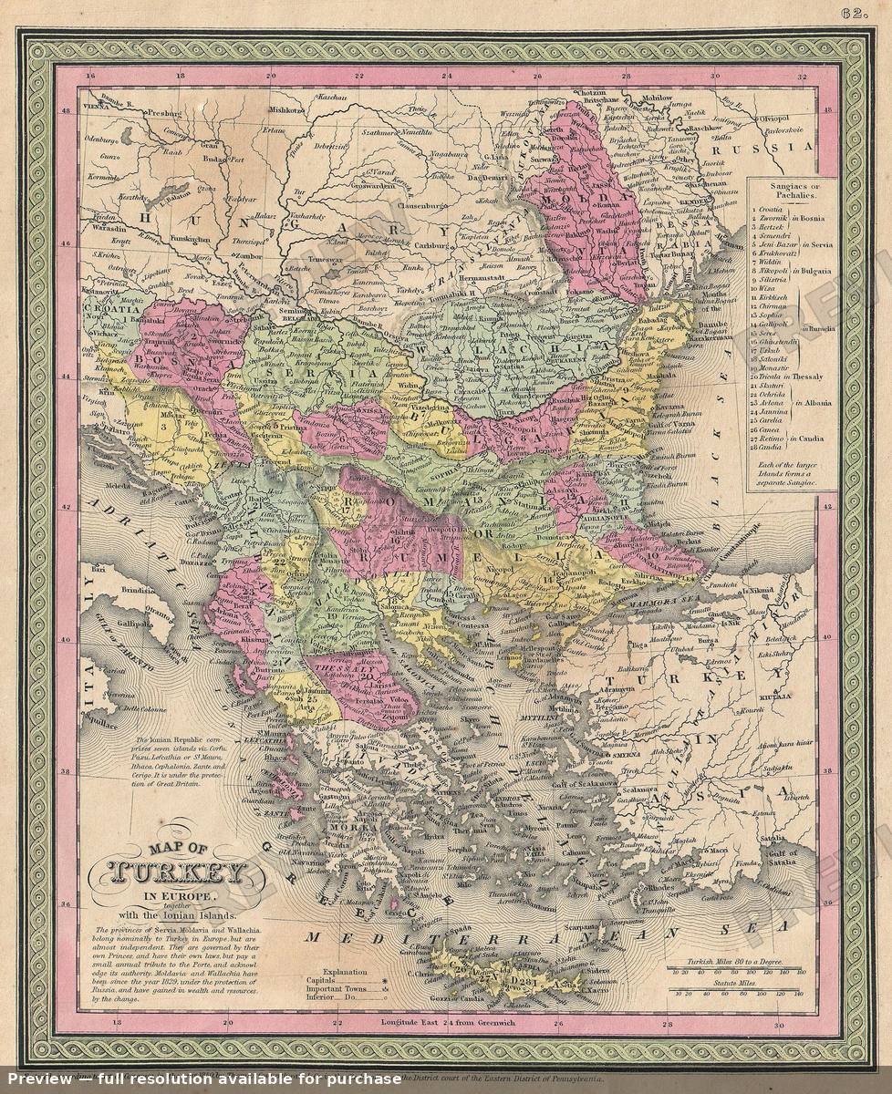 Antique map: Turkey Europe, 1850