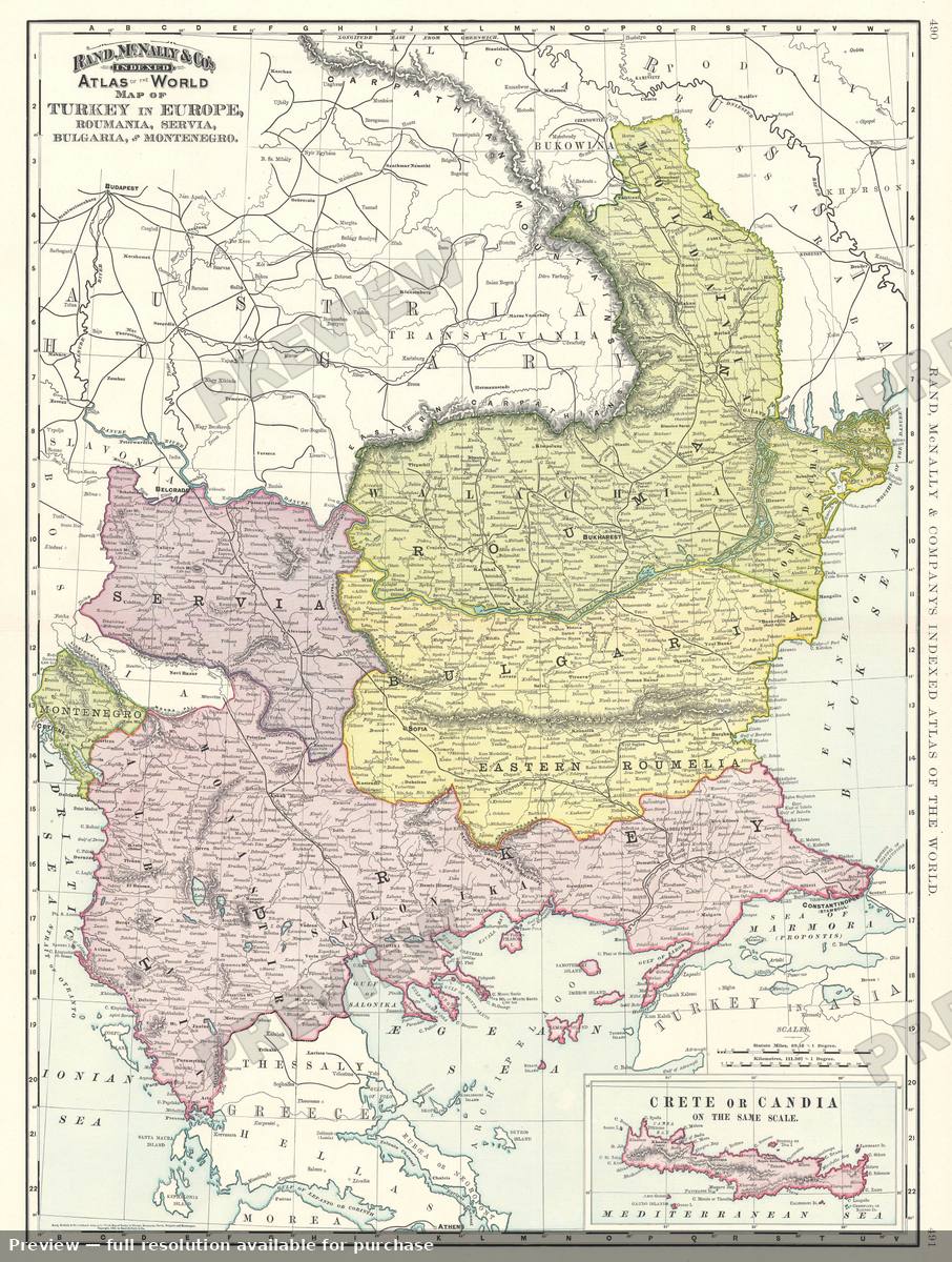 Antique map: Turkey Europe, 1895