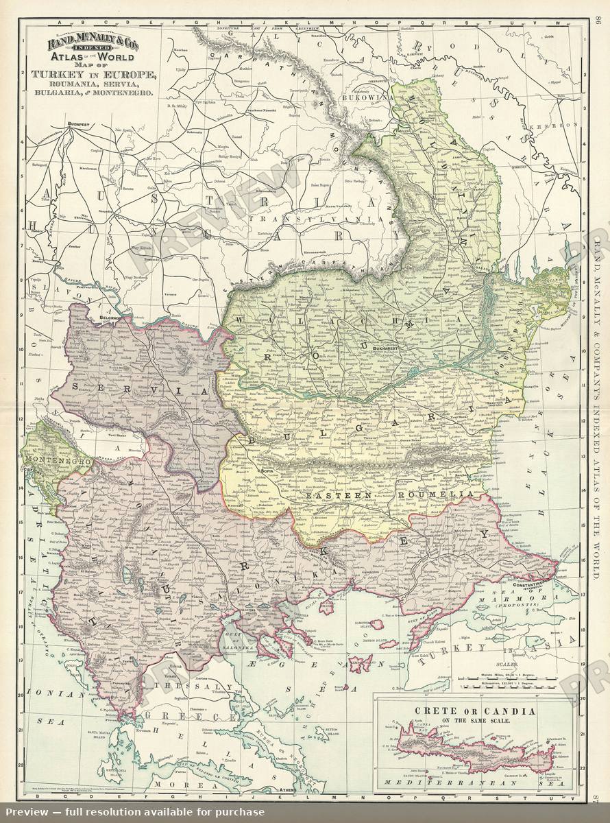 Antique map: Turkey Europe, 1895, 1895