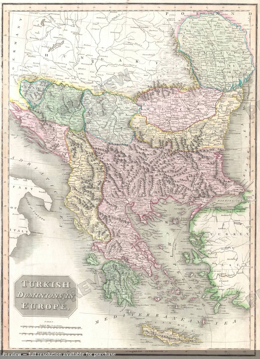 Antique map: Turkey Europe, 1814, 1814