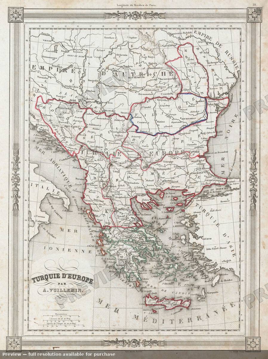 Antique map: Turkey Europe, 1852