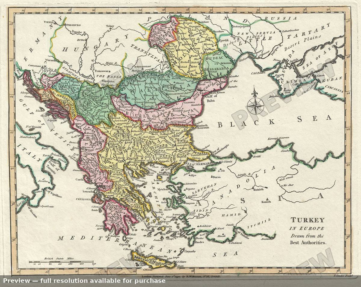 Antique map: Turkey Europe, 1792, 1792