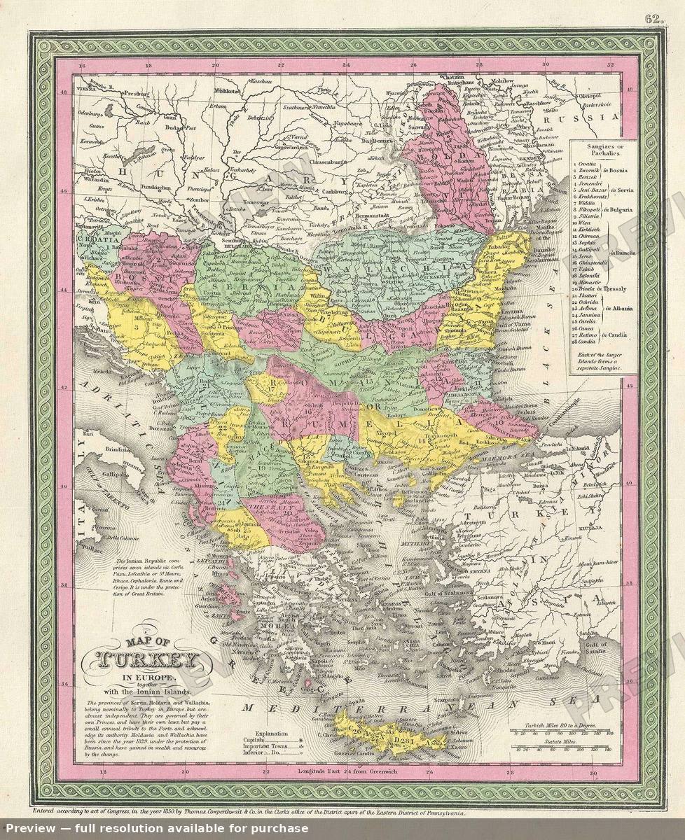 Antique map: Turkey Europe 2, 1854, 1854