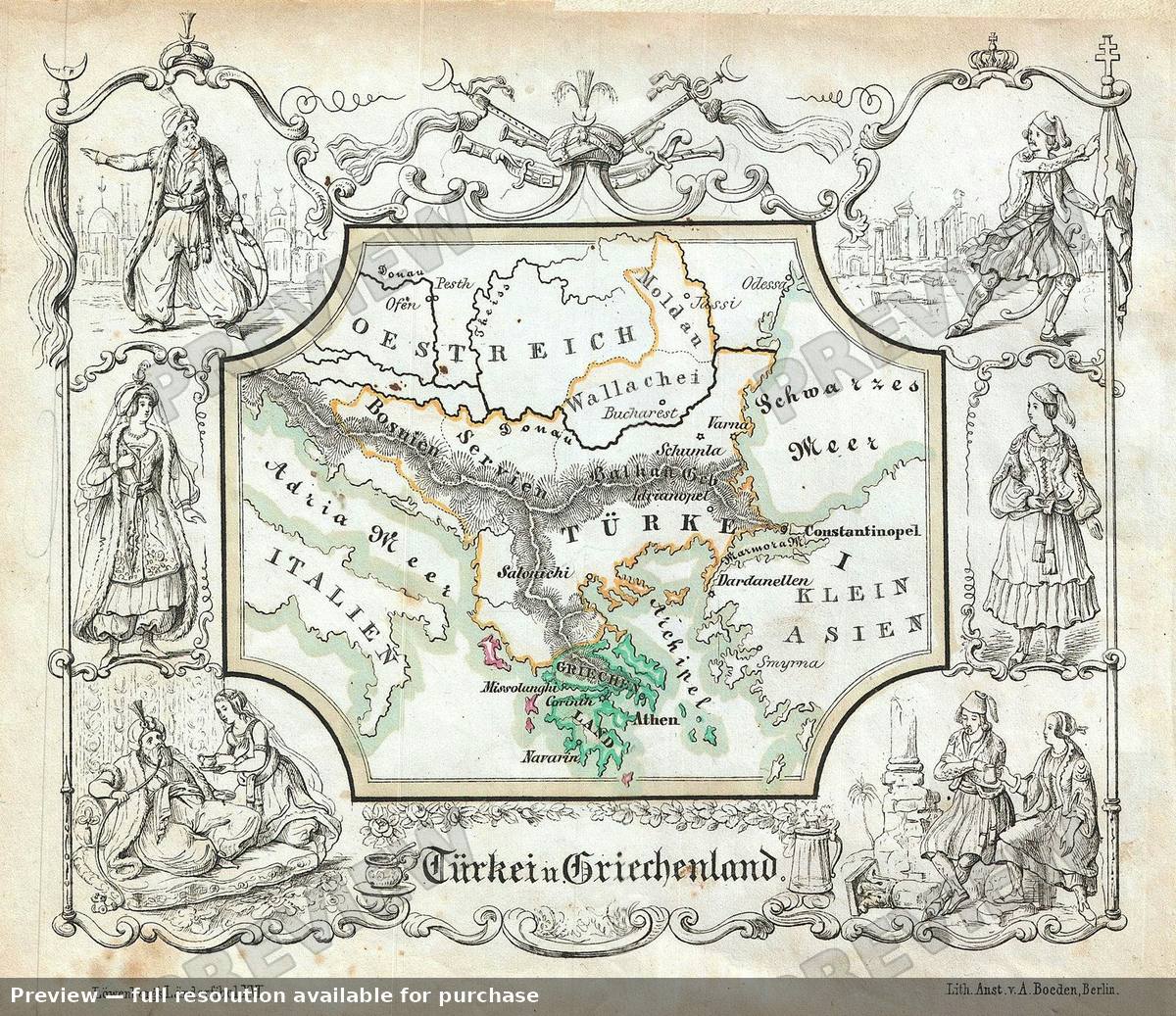 Antique map: Turkey Greece, 1846