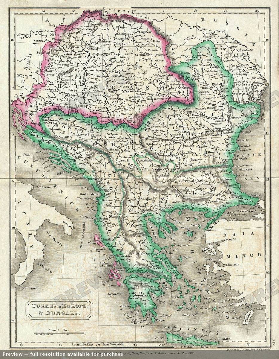 Antique map: Turkey Hungary, 1822, 1822