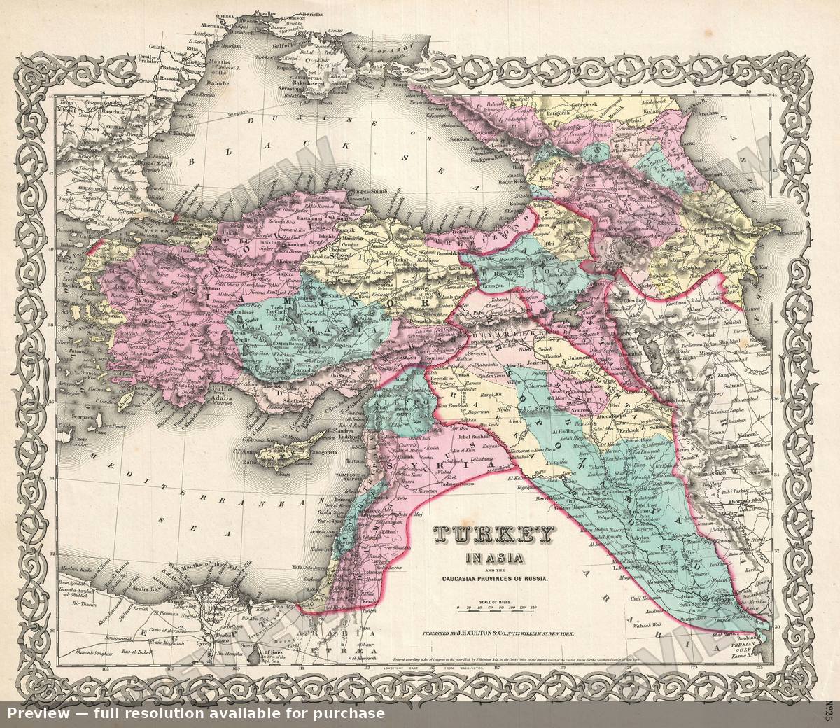 Antique map: Turkey Iraq, 1855, 1855