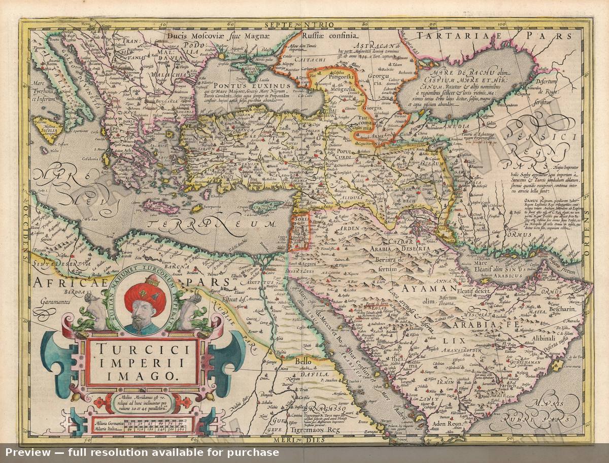 Antique map: Turkish Empire, 1633
