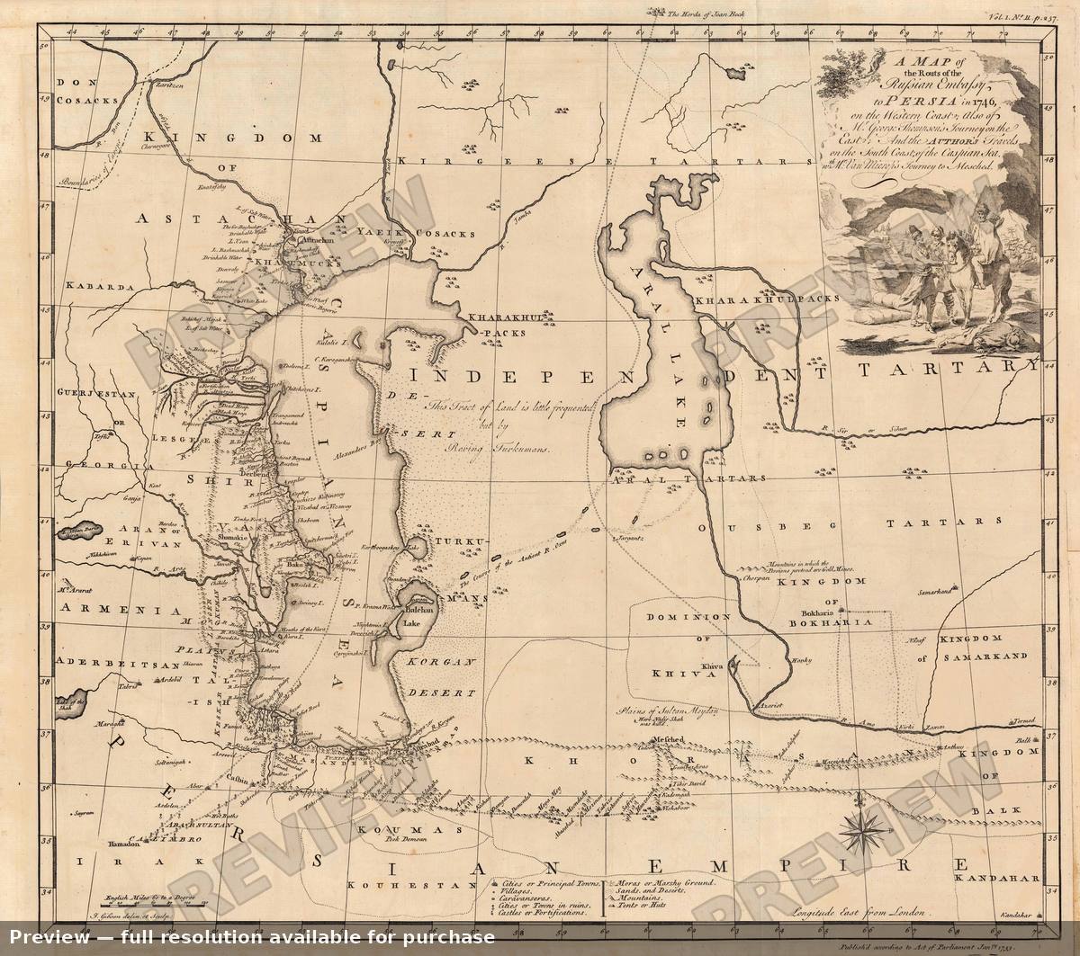 Antique map: Turkmenistan, 1753