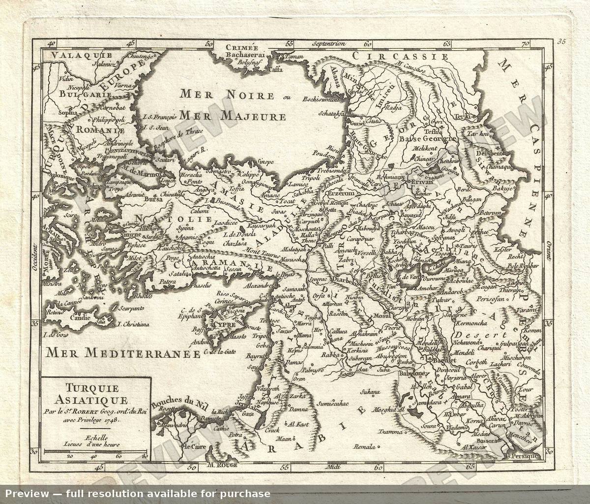 Antique map: Turquie Asiatique, 1749, 1749