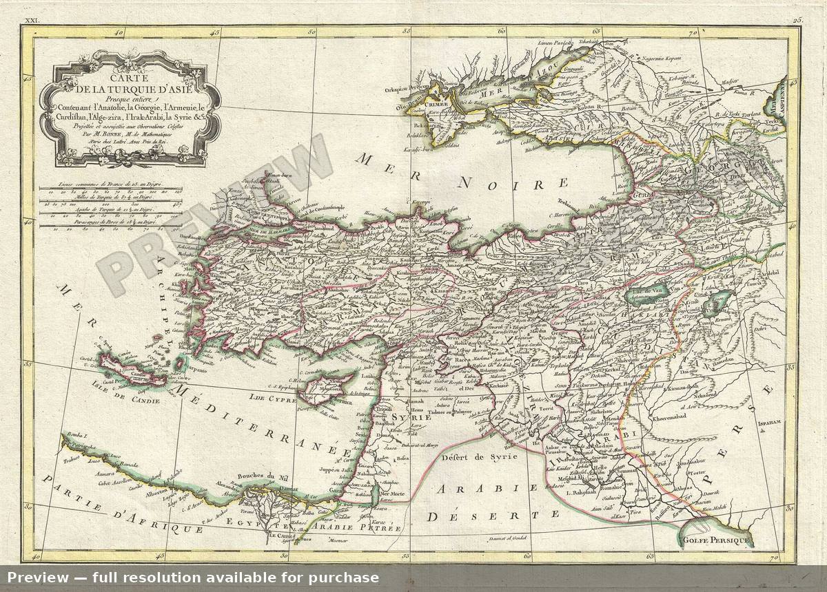 Antique map: Turquie D Asie, 1778, 1778