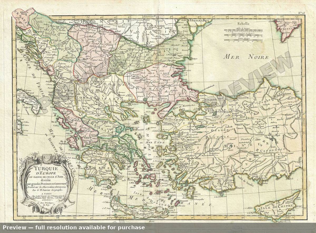 Antique map: Turquie D Europe, 1783, 1783