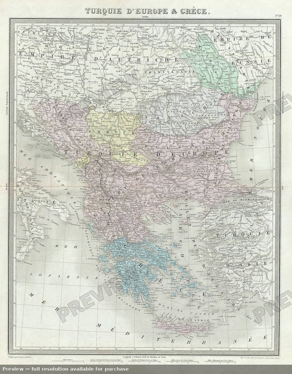 Antique map: Turquie D Europe, 1874