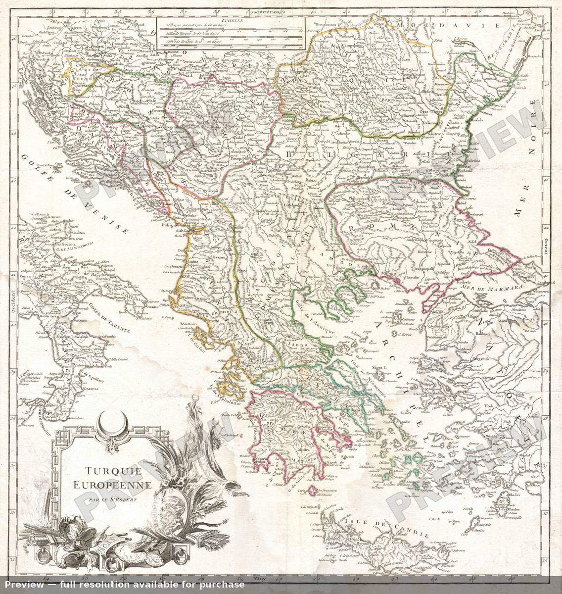 Antique map: Turquie Europeenne, 1752, 1752