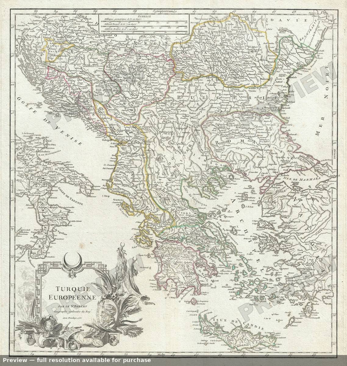 Antique map: Turquie Europeenne, 1757, 1757