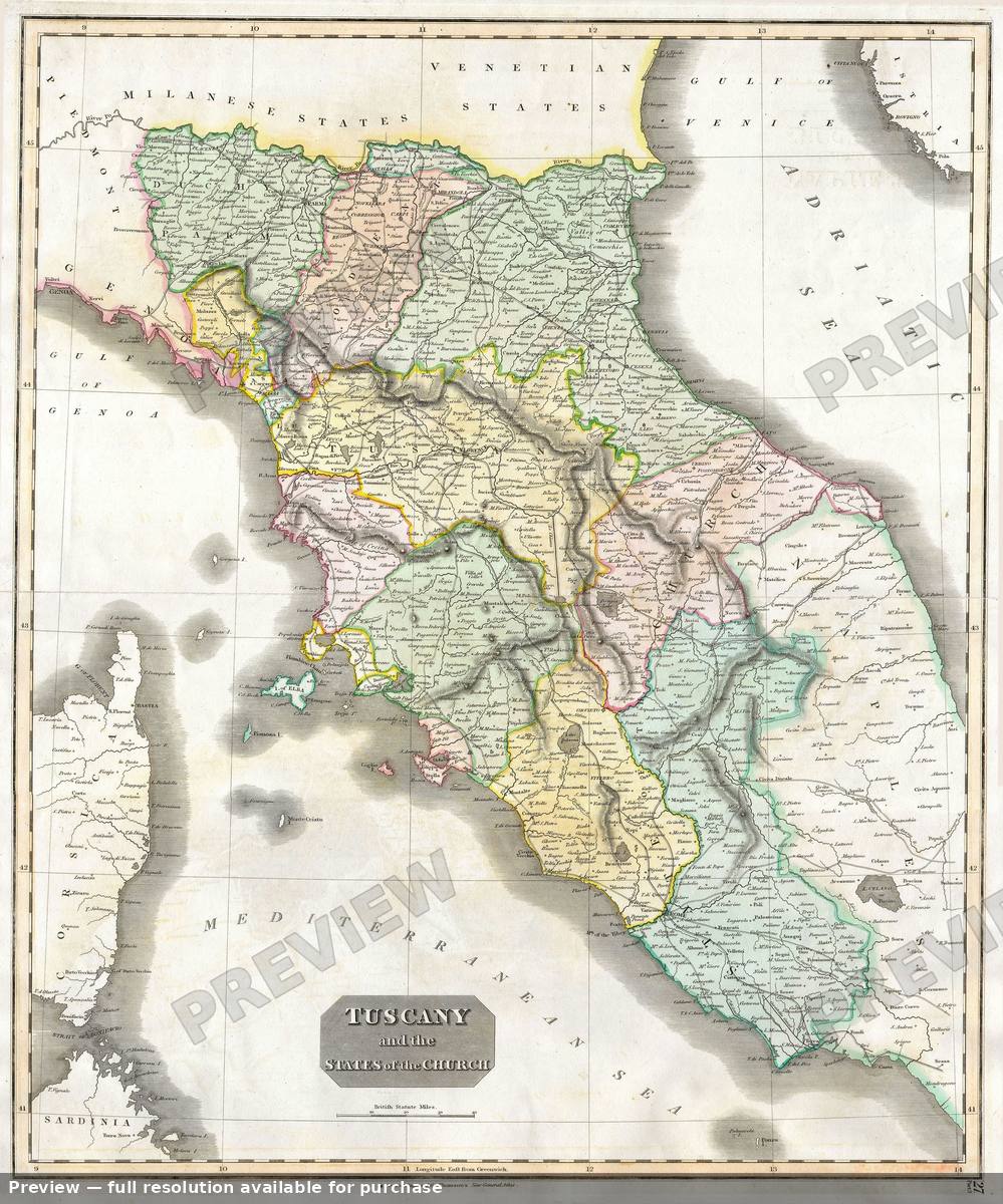Antique map: Tuscany, 1814, 1814