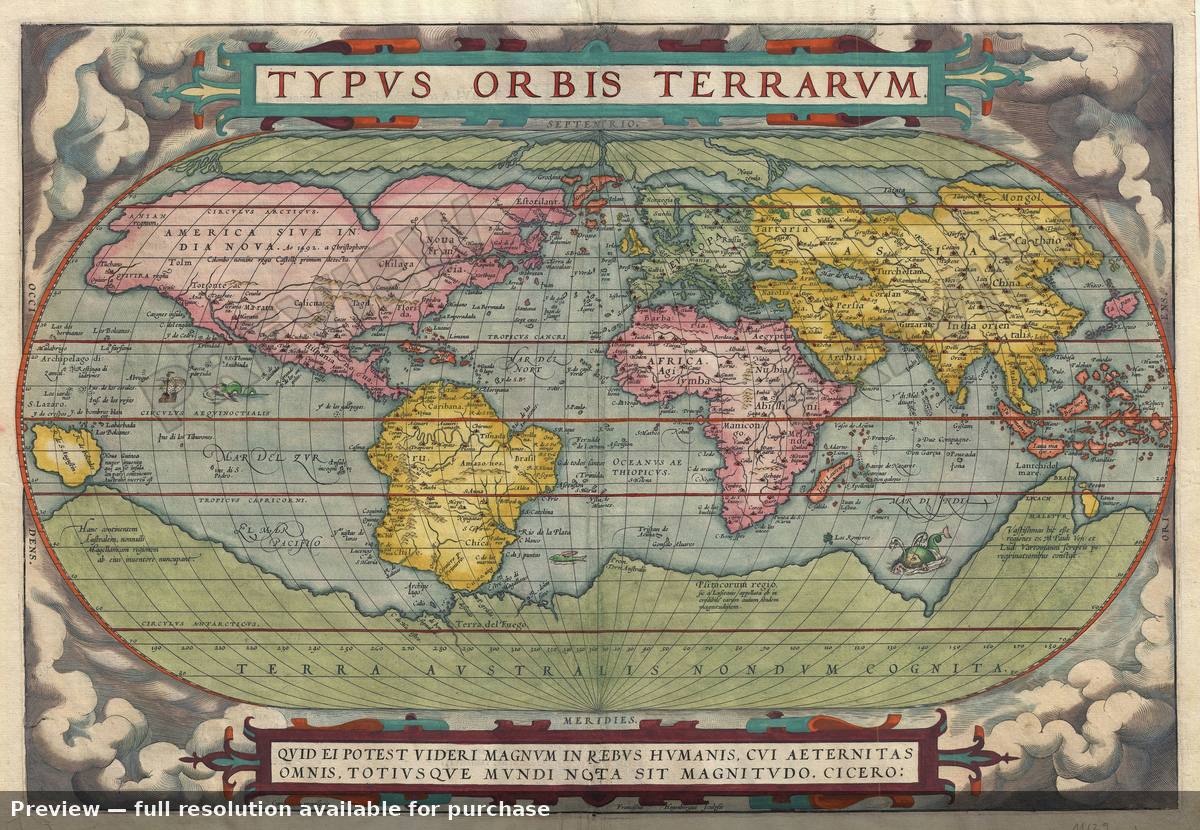 Antique map: Typus Orbis Terrarum, 1570