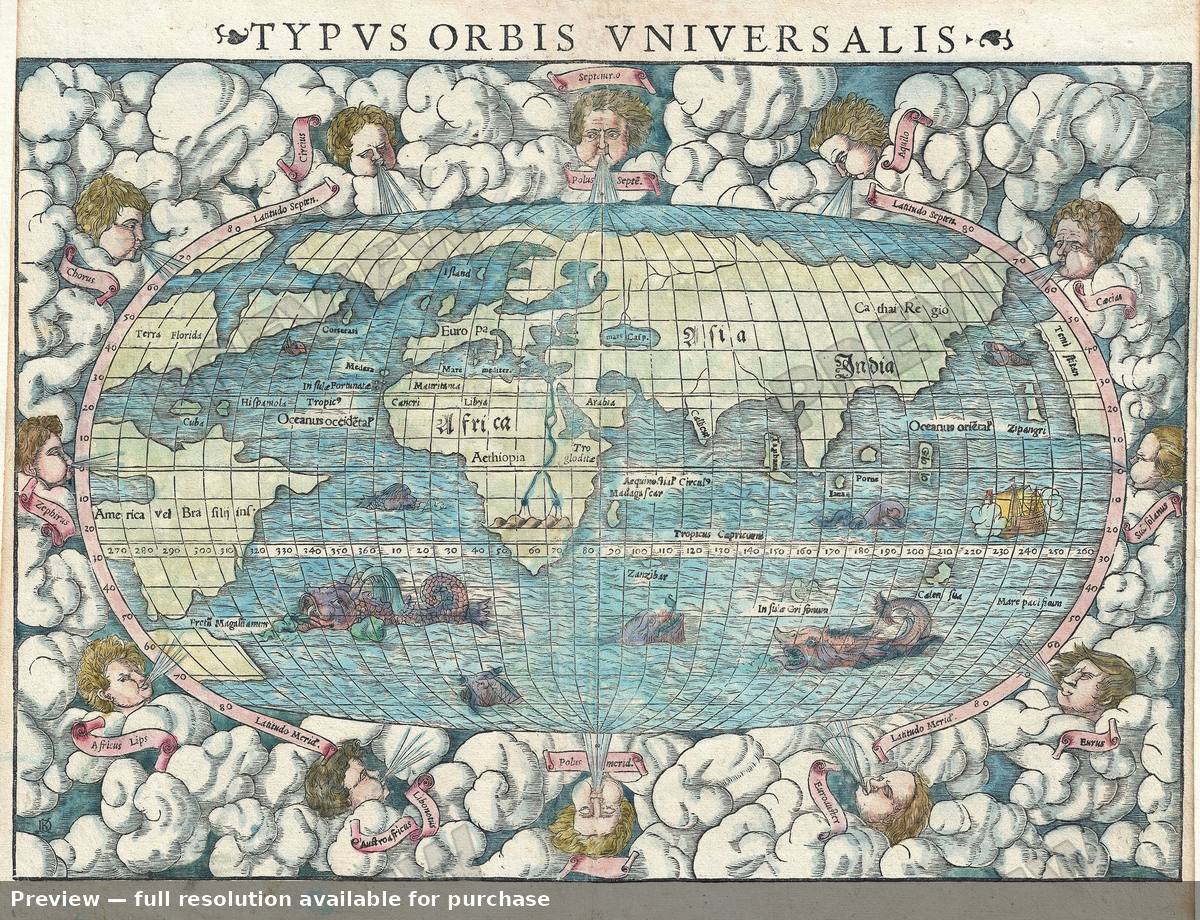 Antique map: Typus Orbis Universalis, 1550