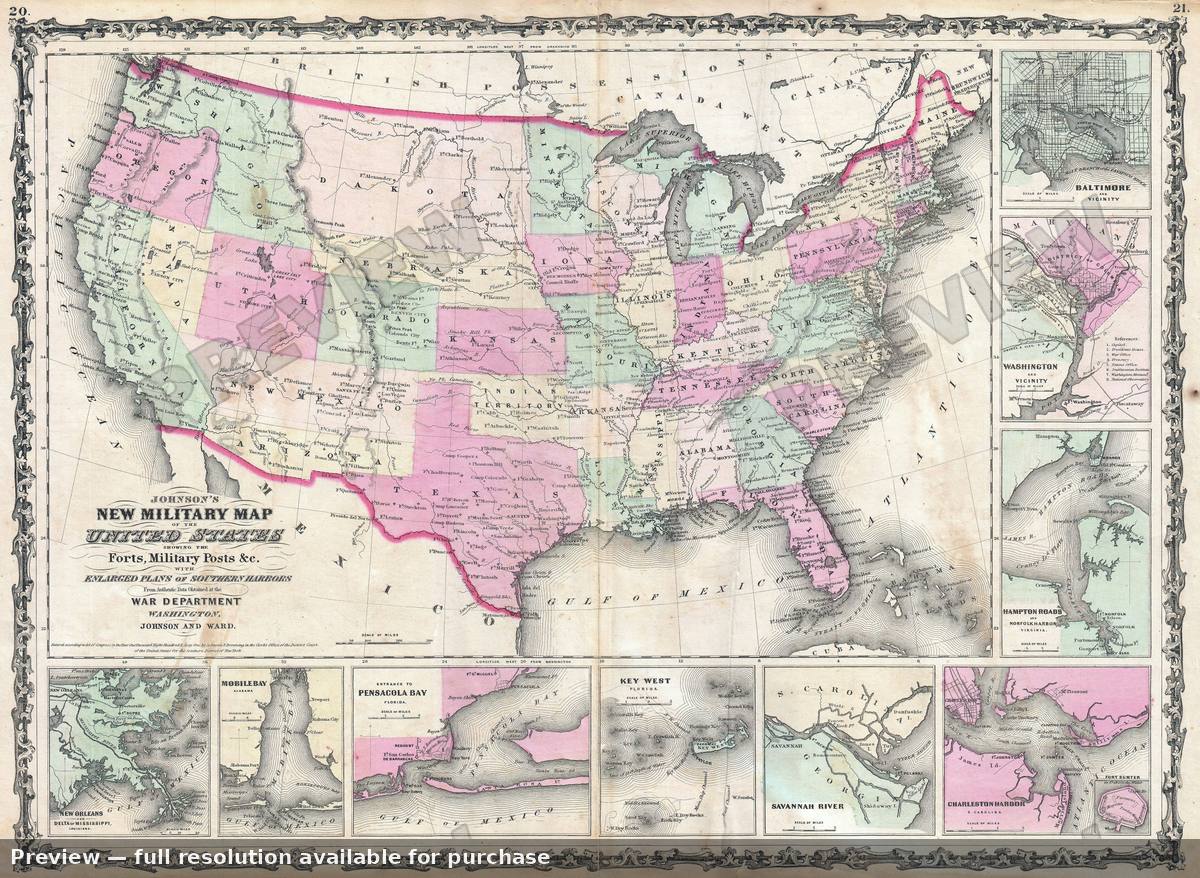 Antique map: USA Mil, 1862, 1862