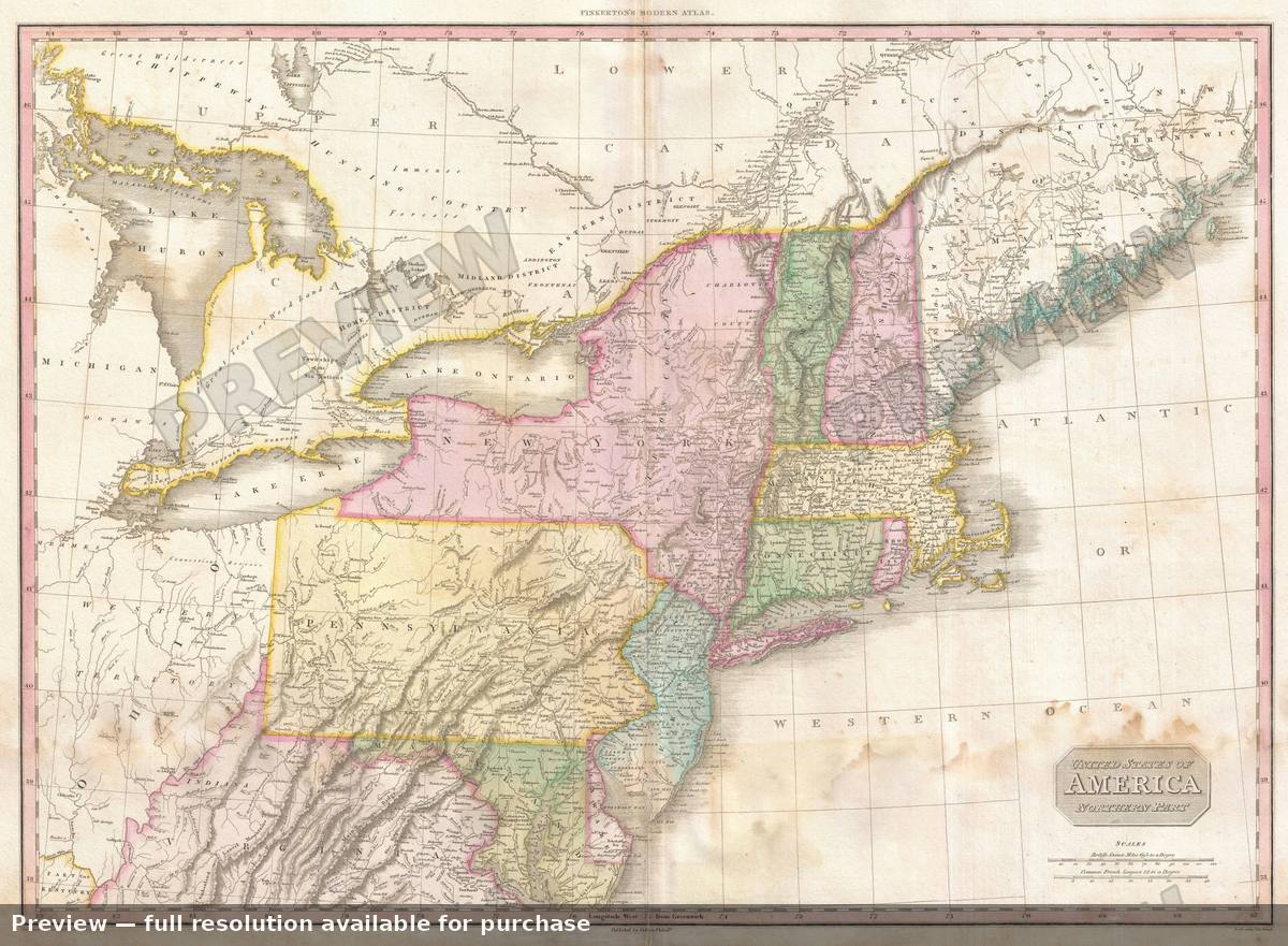 Antique map: USA Northern Part, 1818, 1818