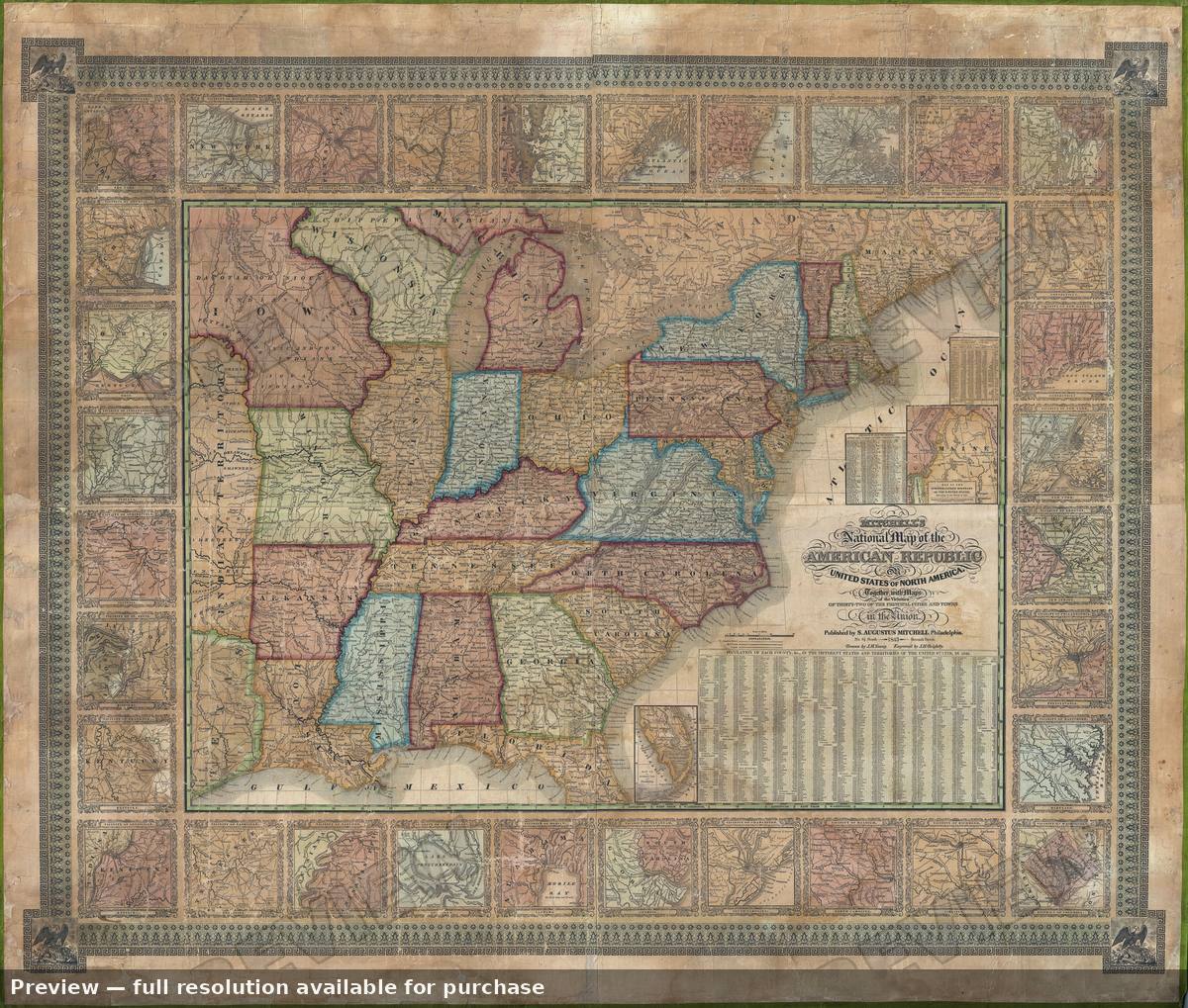 Antique map: US Awall, 1843, 1843